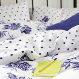 Bombažna cvetlična modra posteljnina