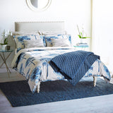 Bombažna saten modra moderna posteljnina