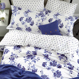 Bombažna cvetlična modra posteljnina