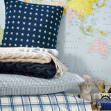 Bombažna modra klasična karo črtasta posteljnina