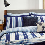 Bombažna klasična modra črtasta posteljnina